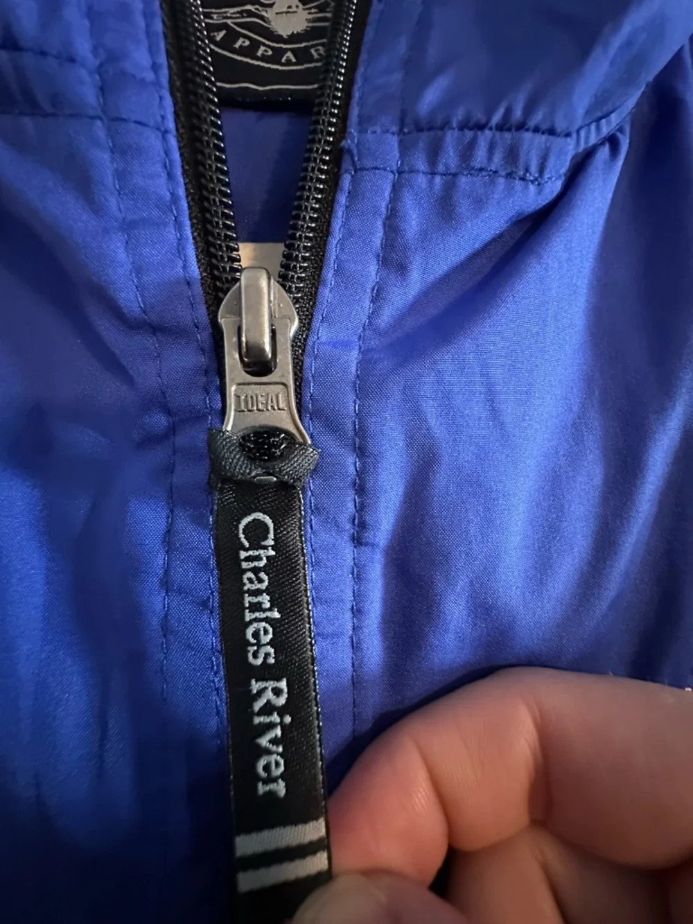 KU Charles River Apparel Royal Blue Hooded Pullover Rain Jacket
